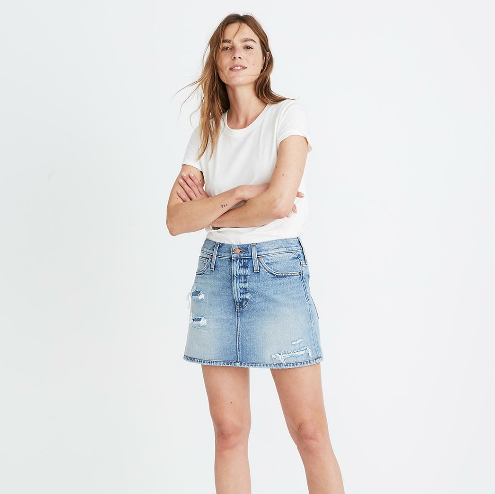 Madewell denim mini skirt